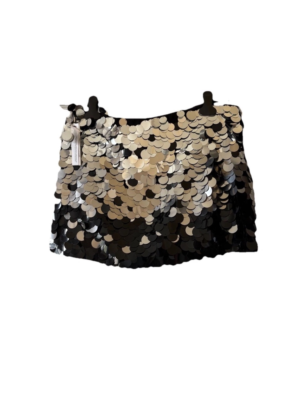 Alice & Olivia Sequin Mini Skirt in Silver and Black NWT Neiman Marcus Size 14